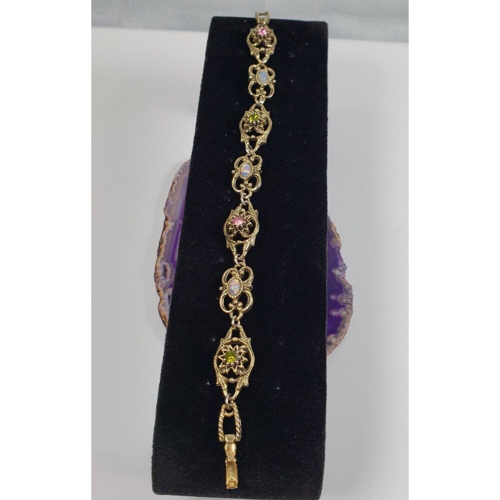 Vintage 1970's Sarah Conventry Contessa Faux Fire Opal Bracelet Brooch Clips Set - Picture 16 of 16